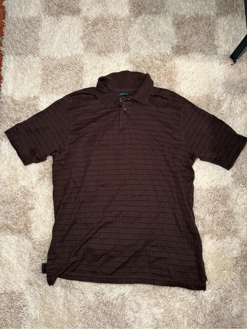 Van Heusen Men's Dark Brown Stripe Polo